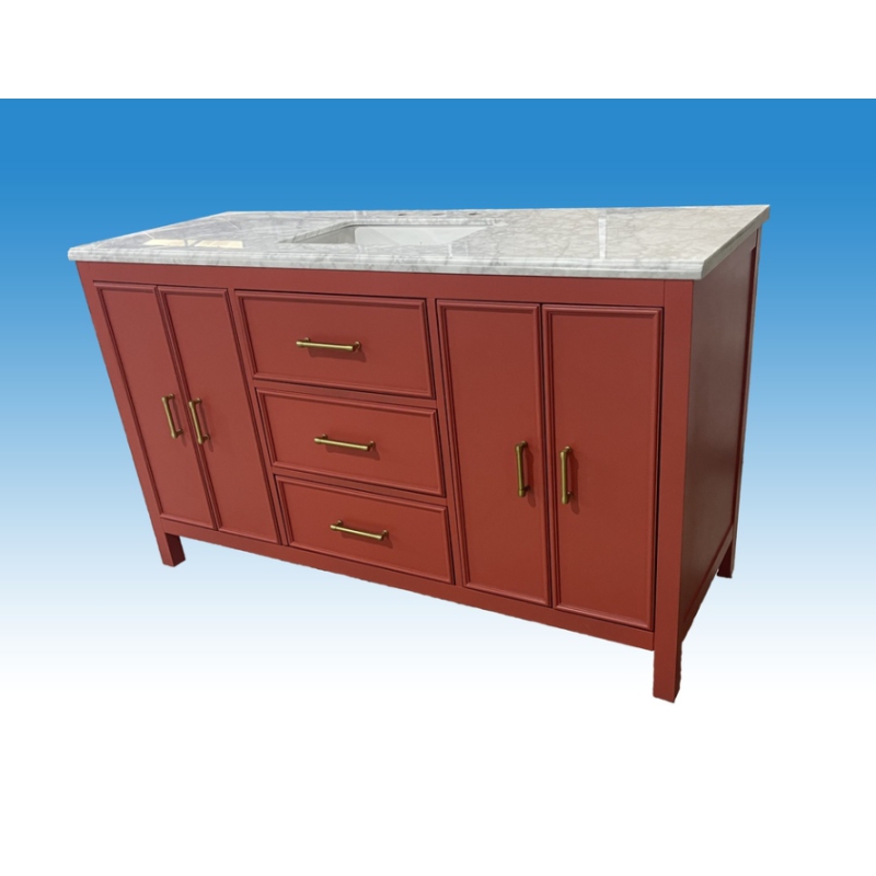 Solid Wood + MDF Floor mounted vanity cabinet bathroom basin vanity 59 Inch With Single Sink